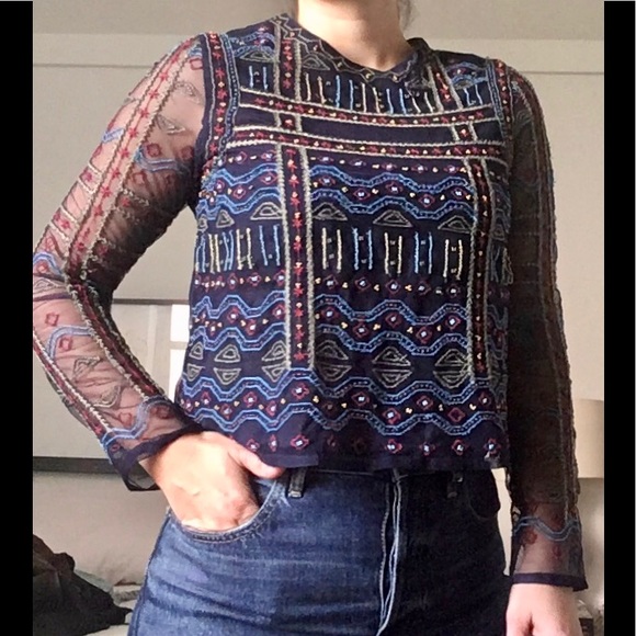Zara Tops - HOST PICK! Gorgeous Zara boho crop top NWOT